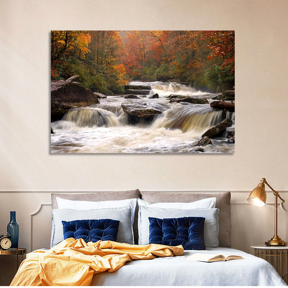 Carolina River in Autumn Wall Art in a room, landscape