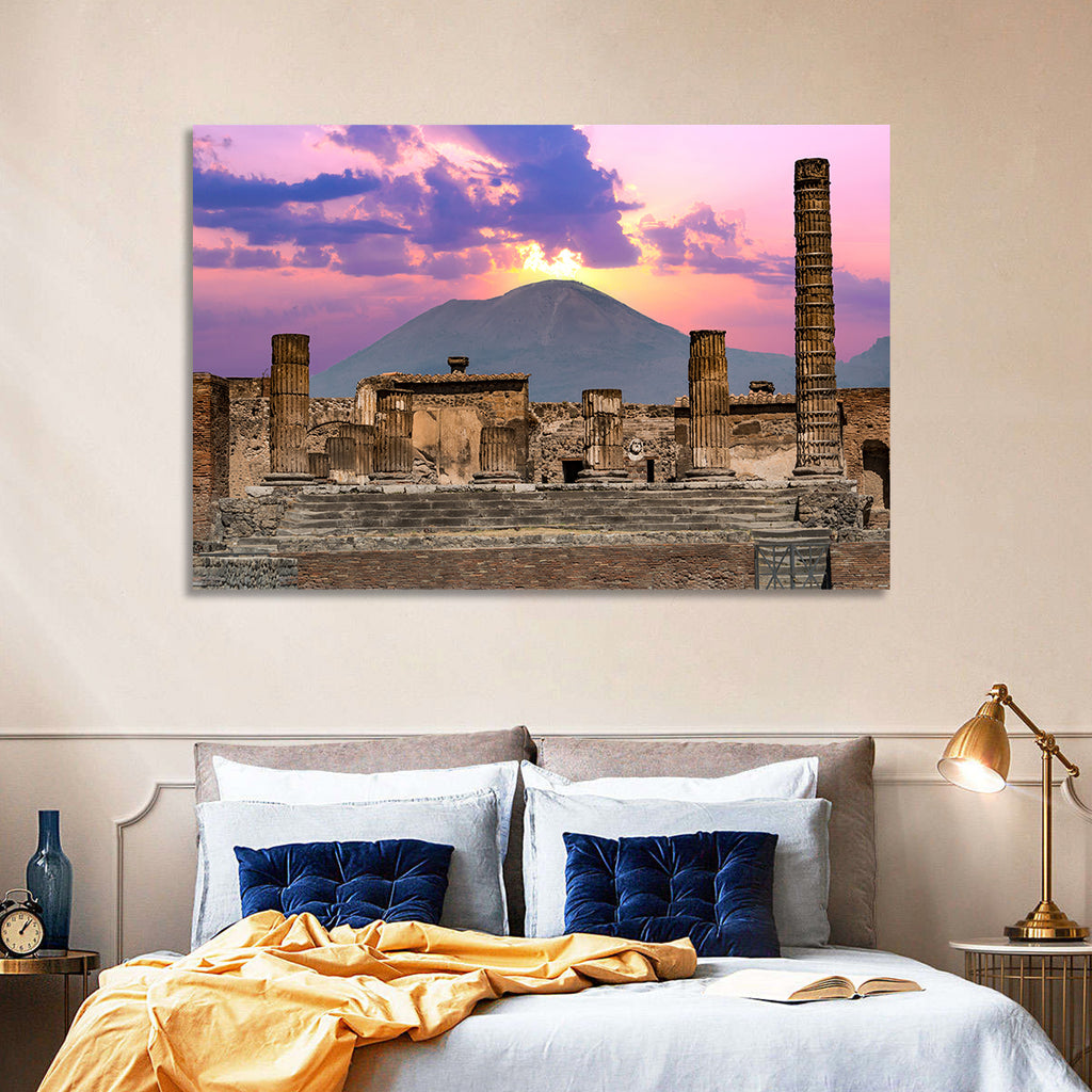 Pompeii Columns at Sunset, Mount Vesuvius Wall Art