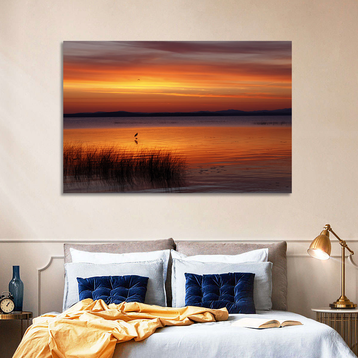Lake Champlain Sunrise with Heron Wall Art