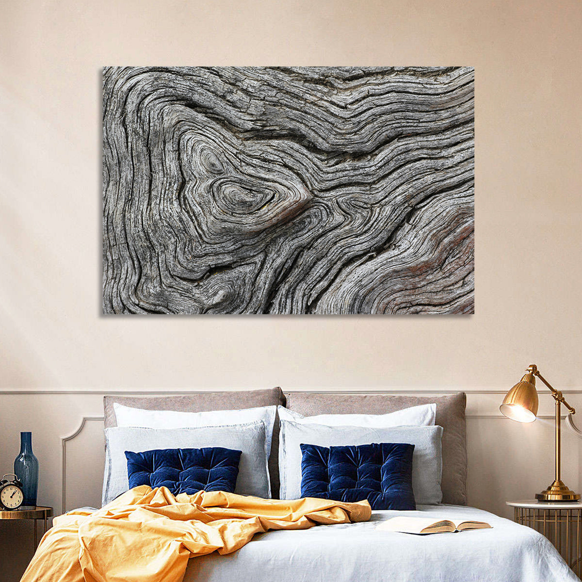 Tree Growth Rings Wall Art in a room, landscape