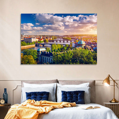 Prague Golden Hour Over Charles Bridge Wall Art