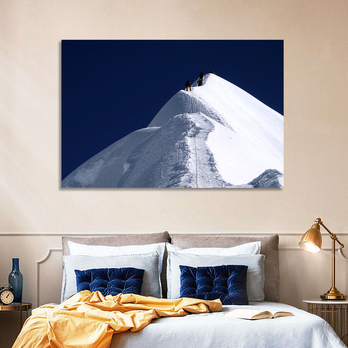 Climbers on a Snowy Himalayan Peak Wall Art