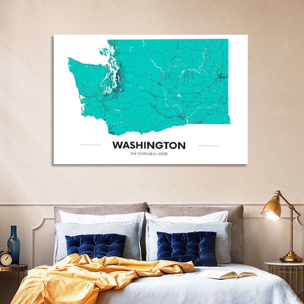 Washington State Minimalist Map Wall Art