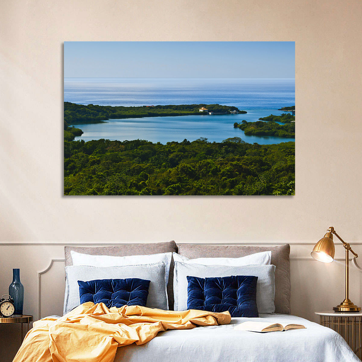 Roatan Tropical Bay Wall Art in a room, landscape