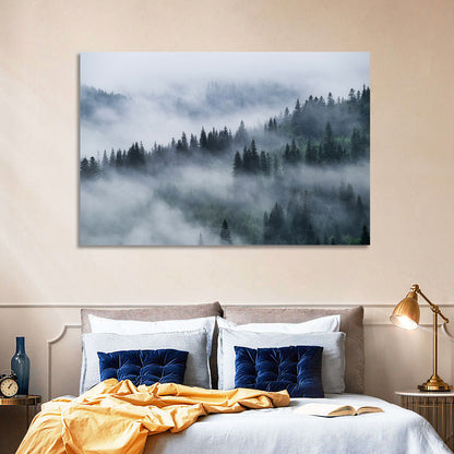 Misty Mountain Pine Forest Wall Art