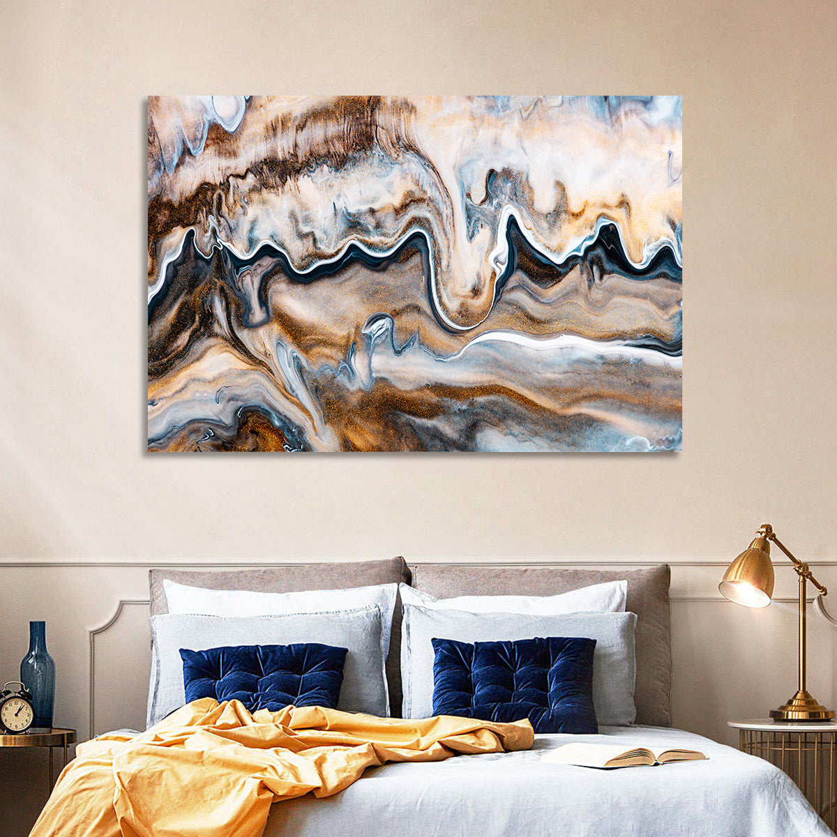 Marbled Gold Swirl Wall Art