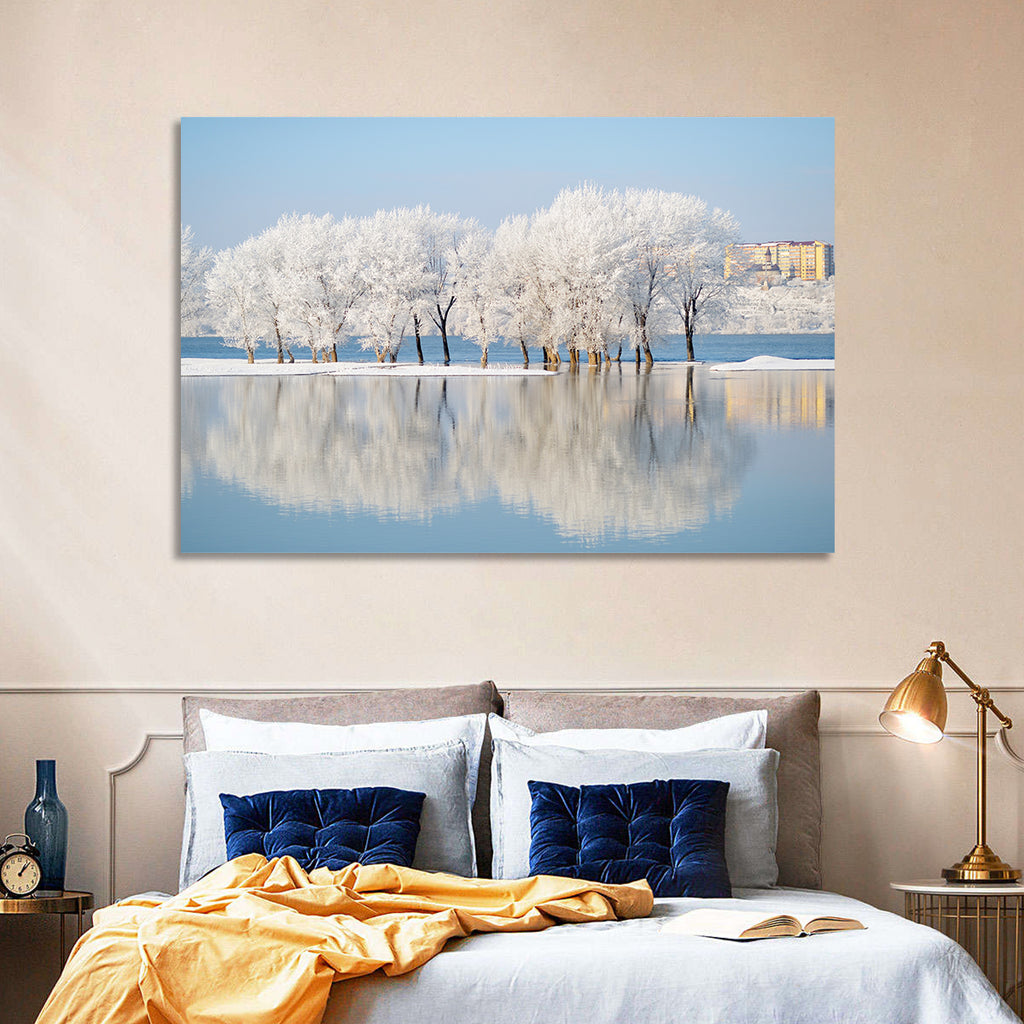 Winter Lake Reflection Wall Art