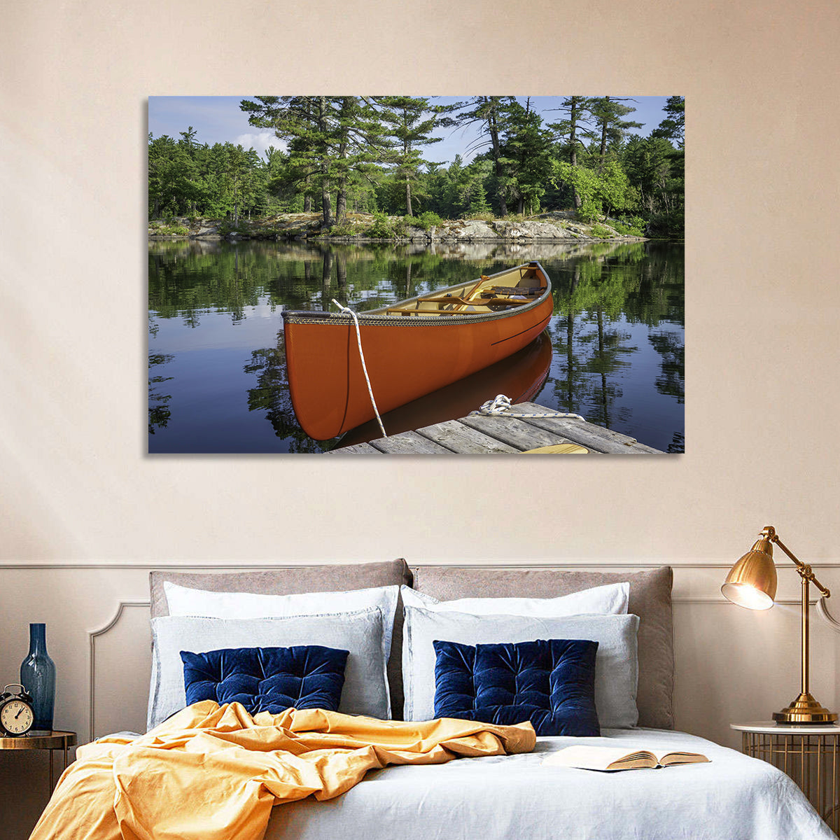 Orange Canoe on Ontario Lake Wall Art