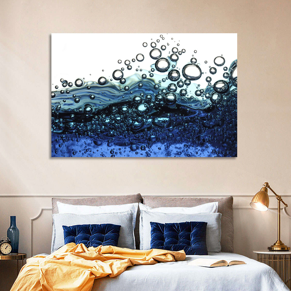 Underwater Bubbles Wall Art in a room, landscape