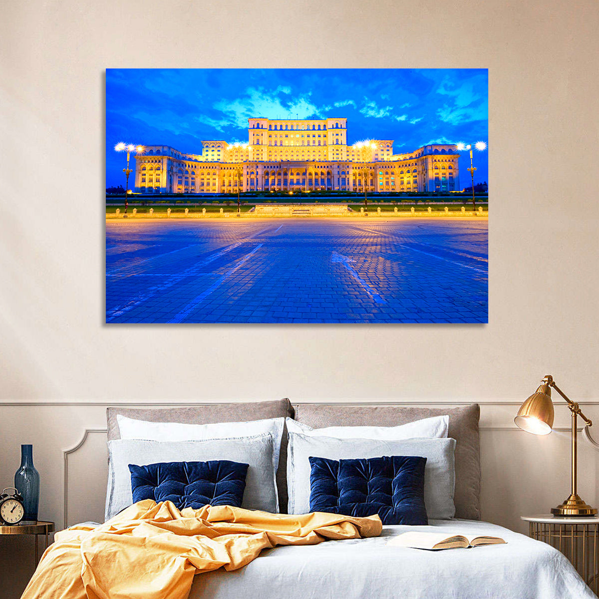 Palace of the Parliament at Twilight Wall Art