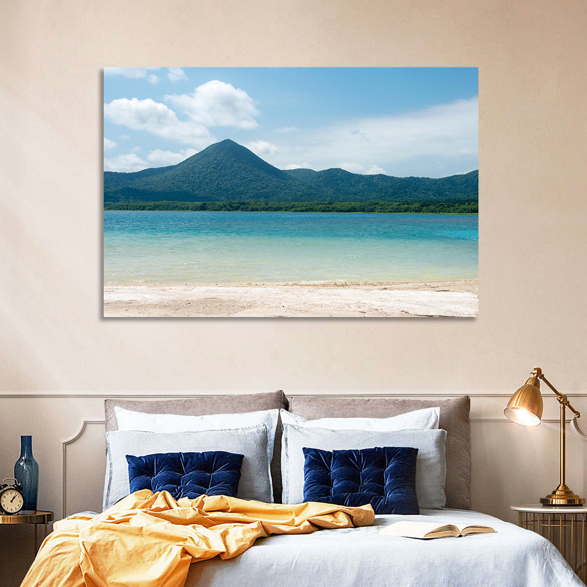 Usori Lake Shoreline Wall Art in a room, landscape