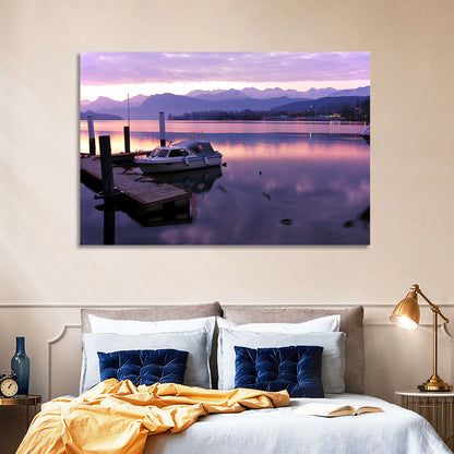 Lake Lucerne Pier at Dusk Wall Art