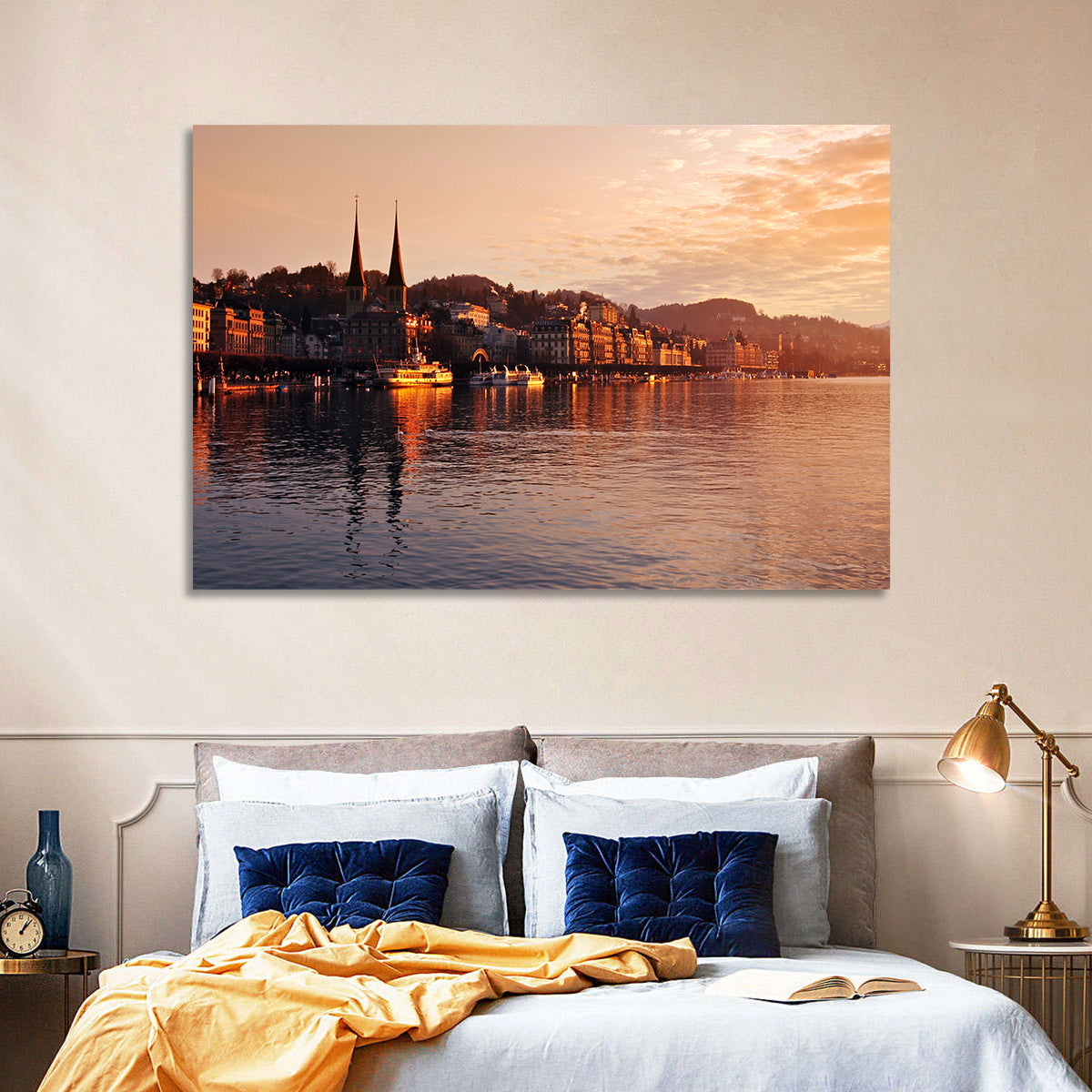 Lucerne Lake Sunset Skyline Wall Art