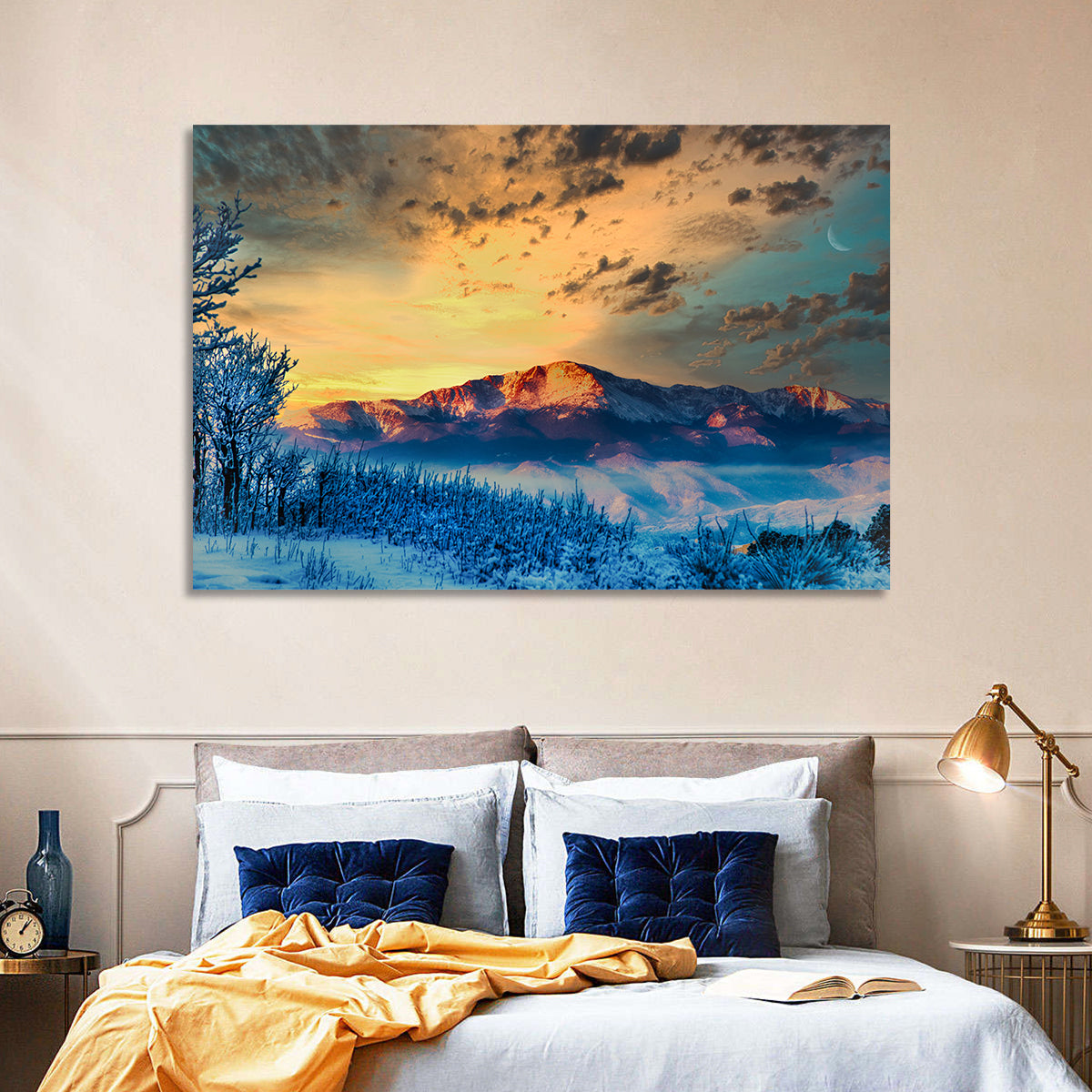 Pikes Peak Golden Sunset Wall Art
