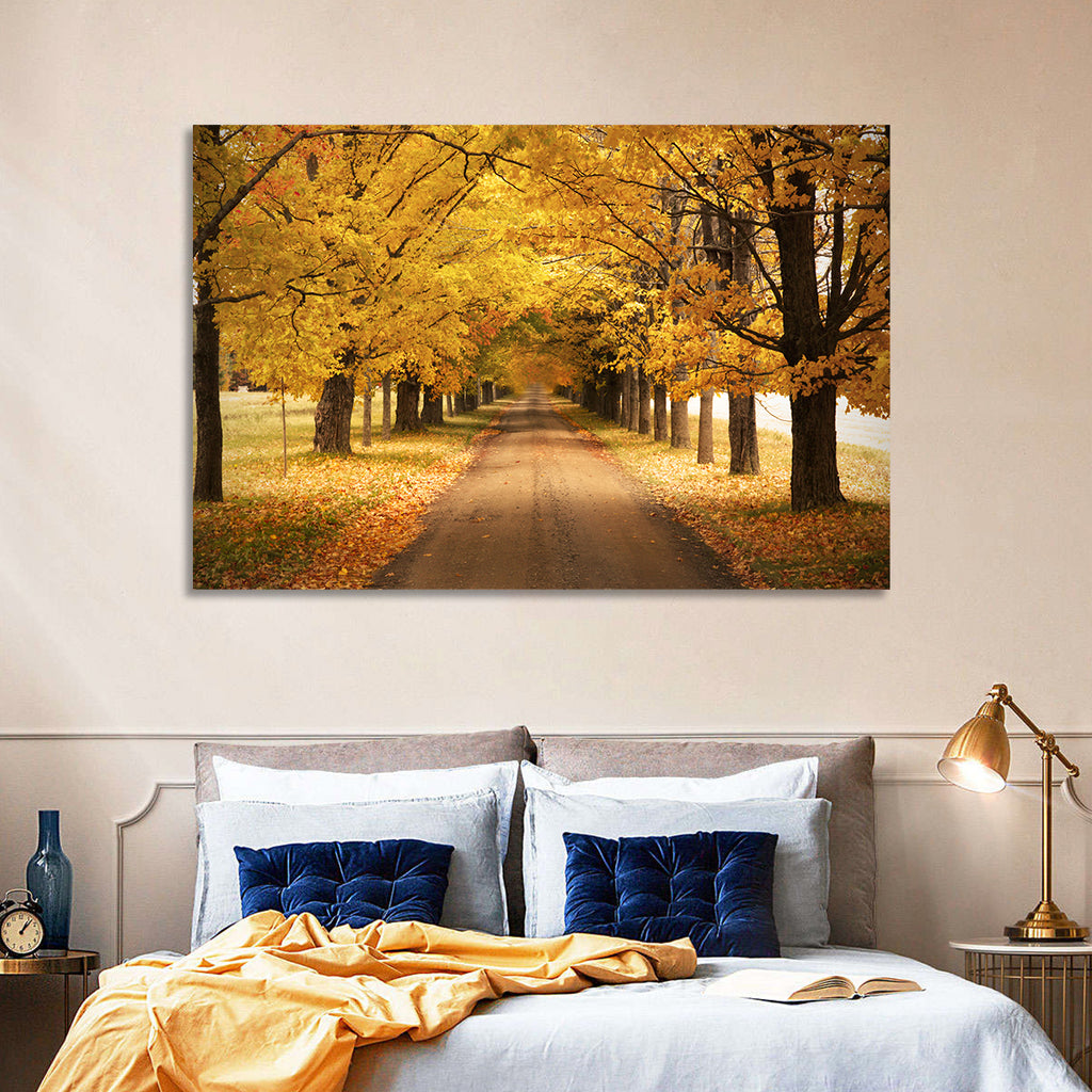 Golden Autumn Road Wall Art