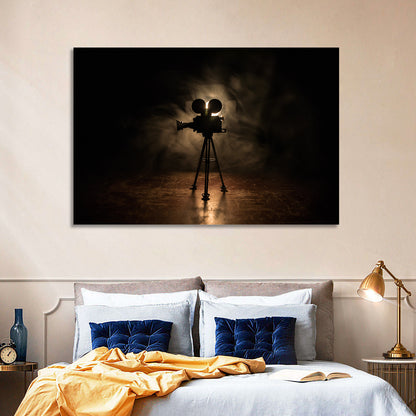 Backlit Vintage Movie Camera Wall Art