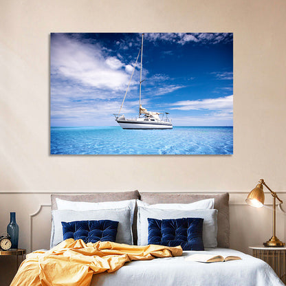 Furled Sails Over Turquoise Water Wall Art