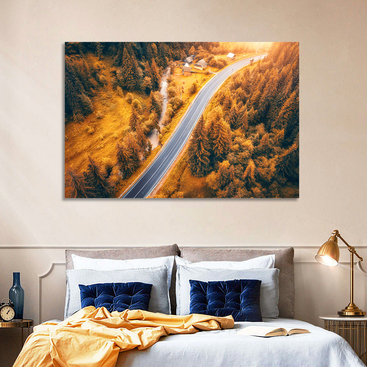 Carpathian Autumn Road Wall Art in a room, landscape