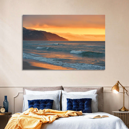 Cliffside Sunset Over Ocean Wall Art