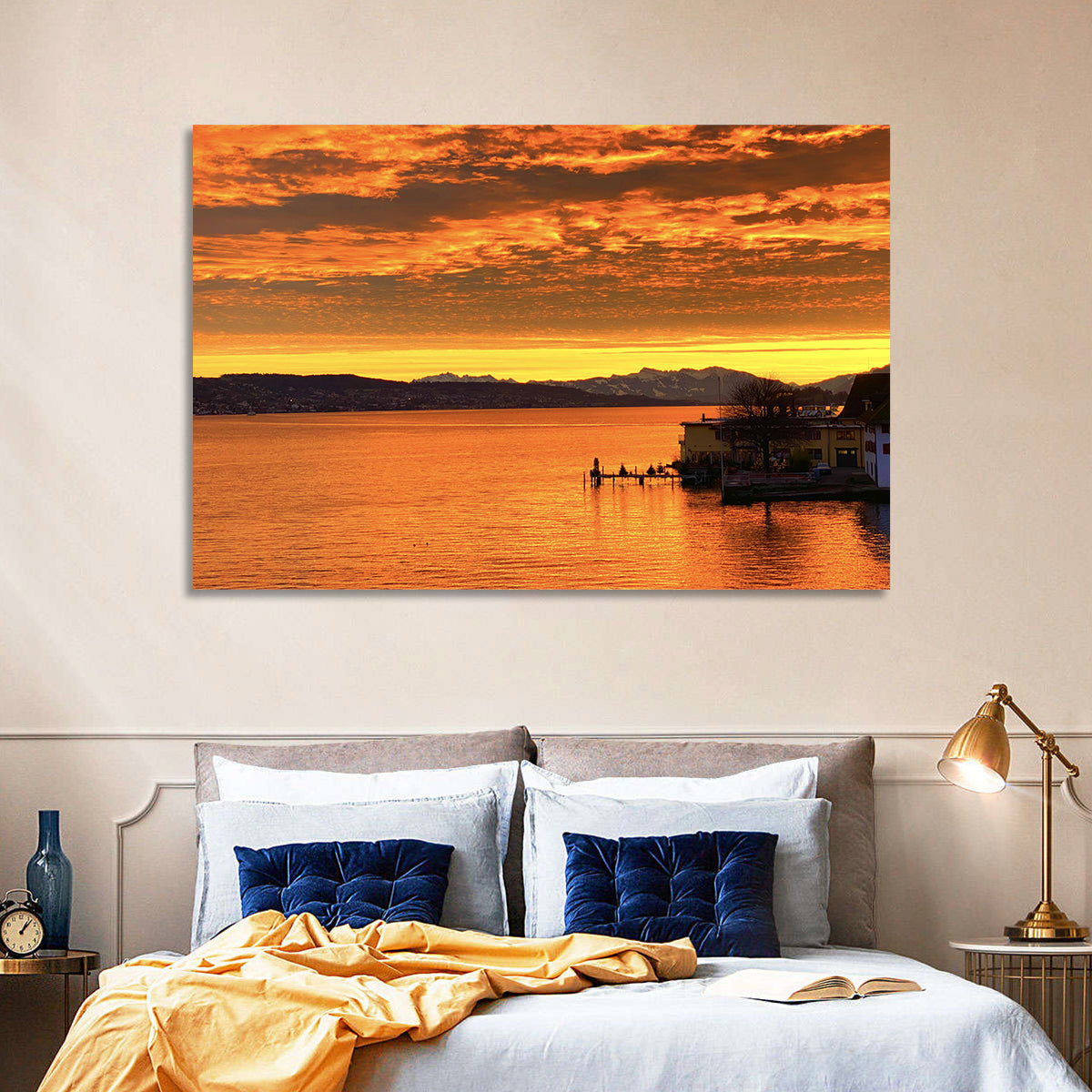 Lake Zurich Golden Sunset Wall Art