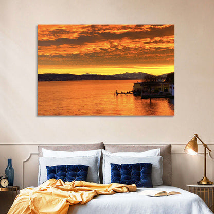 Lake Zurich Golden Sunset Wall Art
