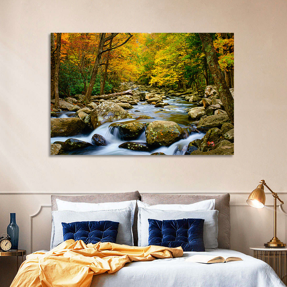 Autumn Stream Through Forest Wall Art