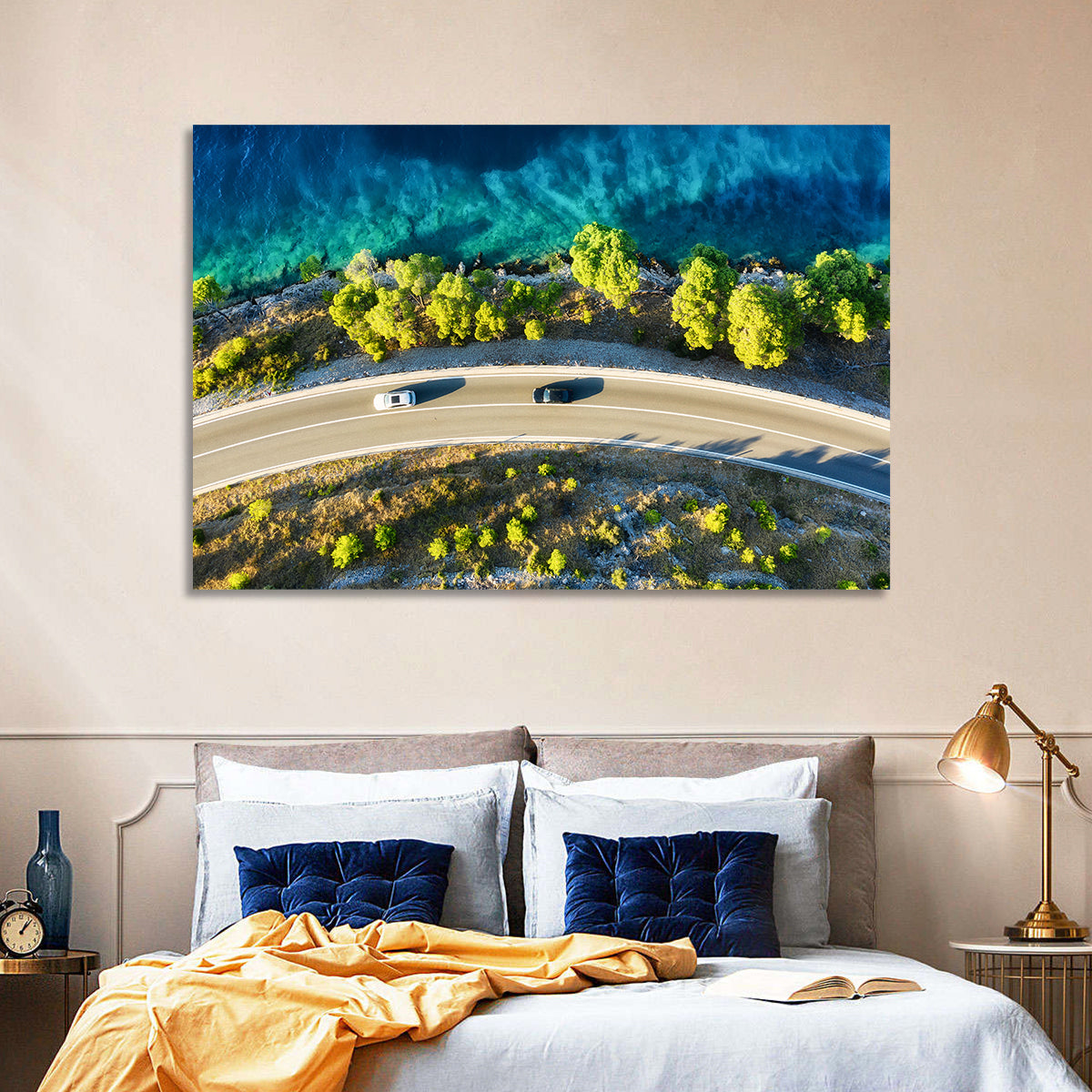 Coastal Highway Wall Art in a room, landscape