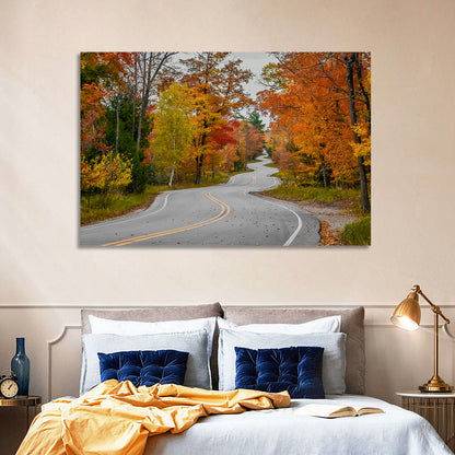 Winding Autumn Highway Wall Art