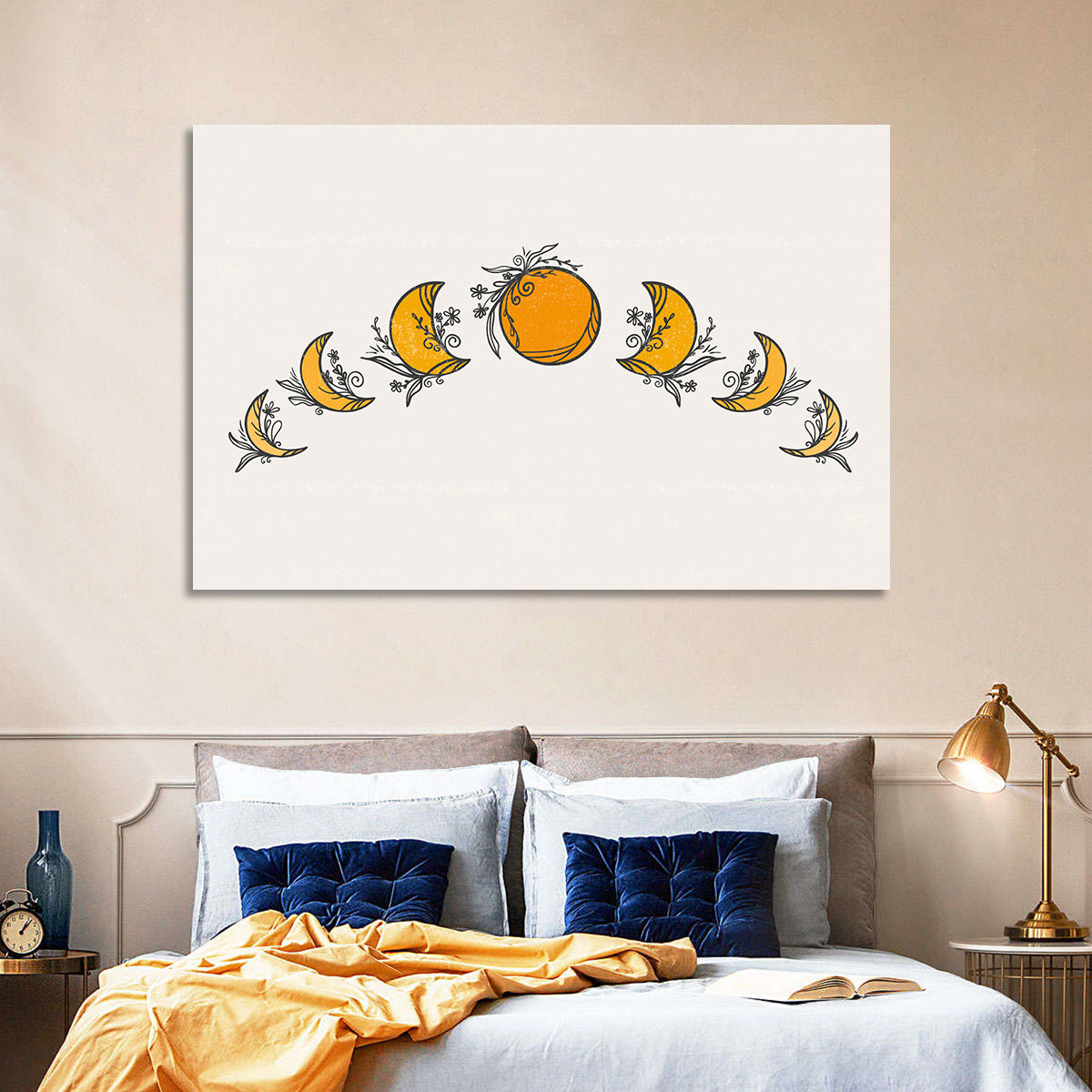 Lunar Phases Floral Arc Wall Art