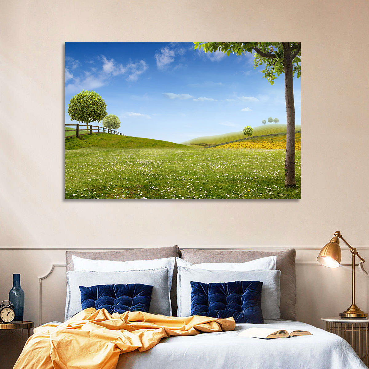 Green Sunflower Fields Wall Art