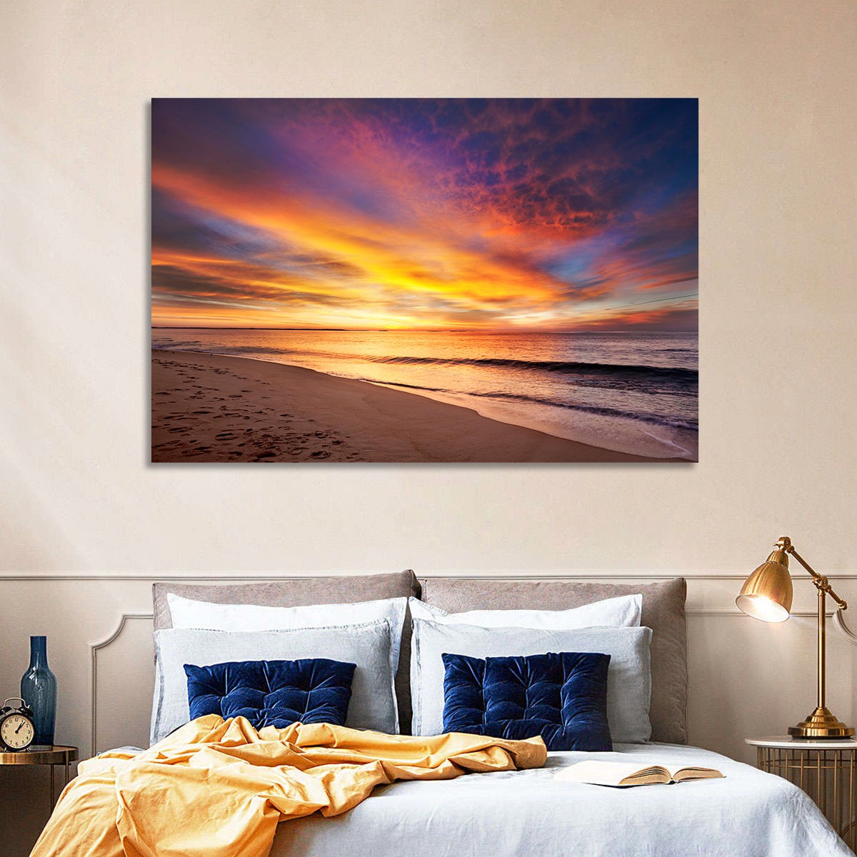 Maine Beach Sunrise Wall Art in a room, landscape