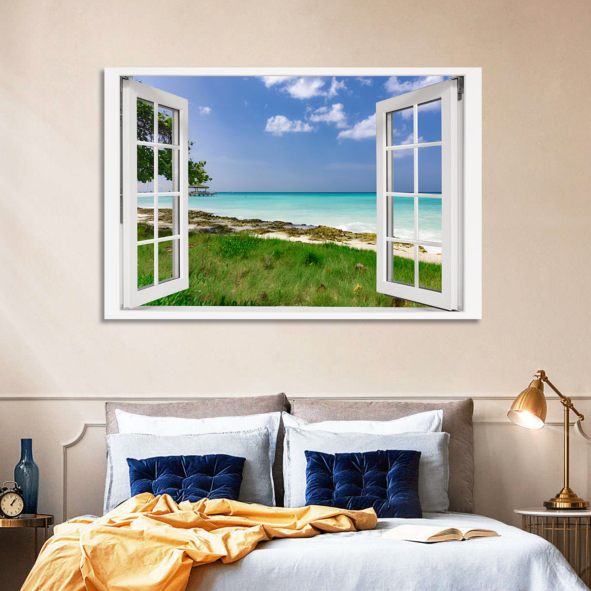 Gazebo on Pier Over Turquoise Ocean Wall Art