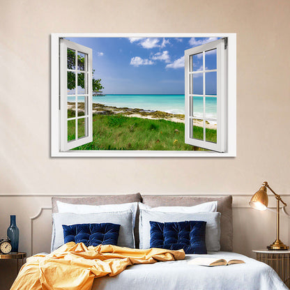 Gazebo on Pier Over Turquoise Ocean Wall Art