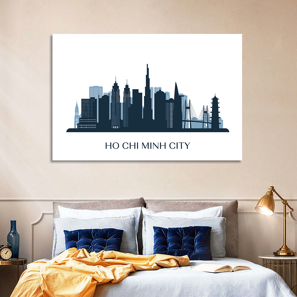 Ho Chi Minh City Skyline Wall Art in a room, landscape