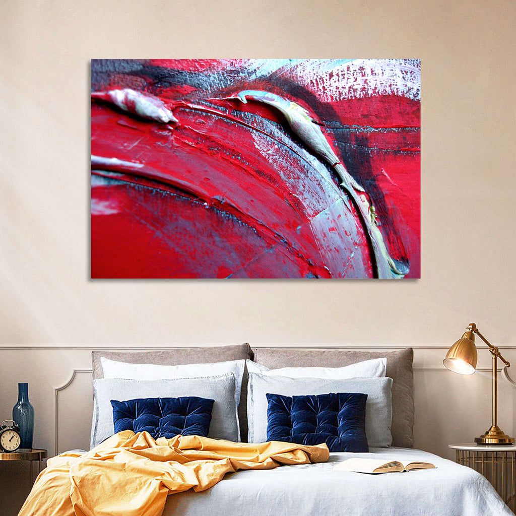 Crimson Impasto Motion Wall Art