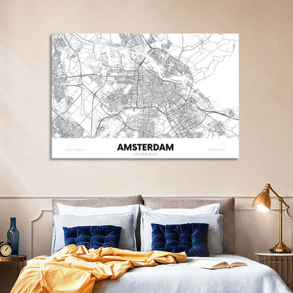 Amsterdam City Map Wall Art