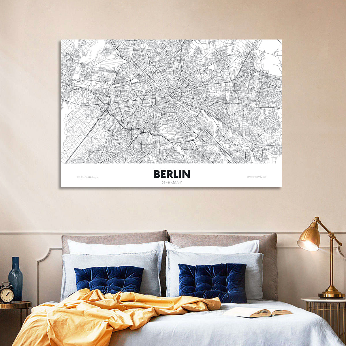 Berlin Street Network Map Wall Art