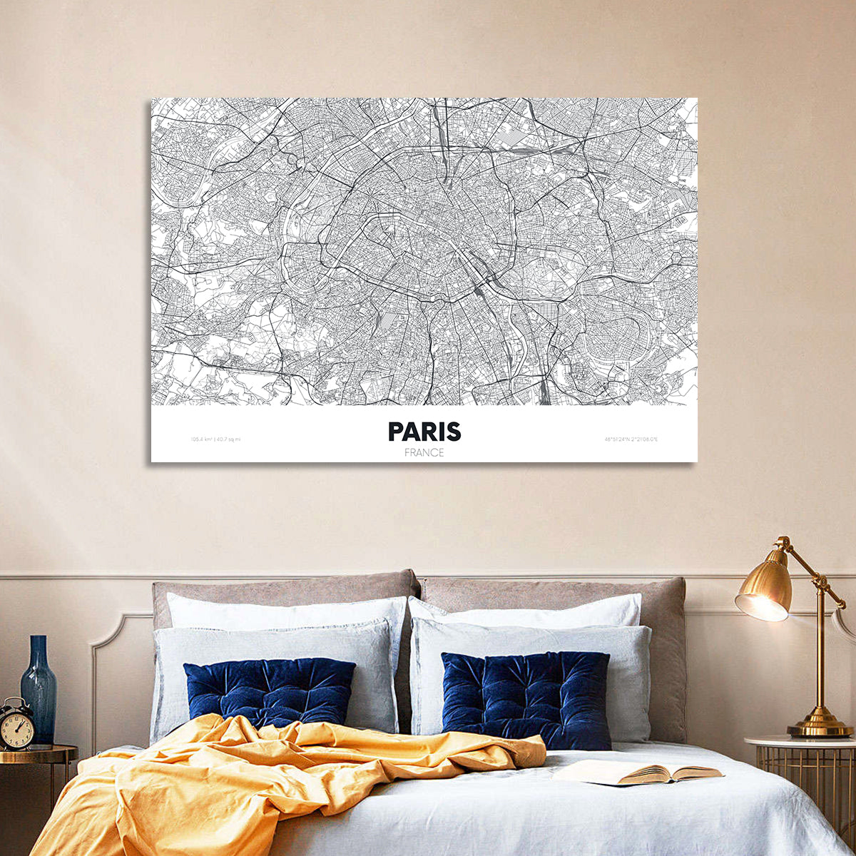 Paris Aerial Map Wall Art