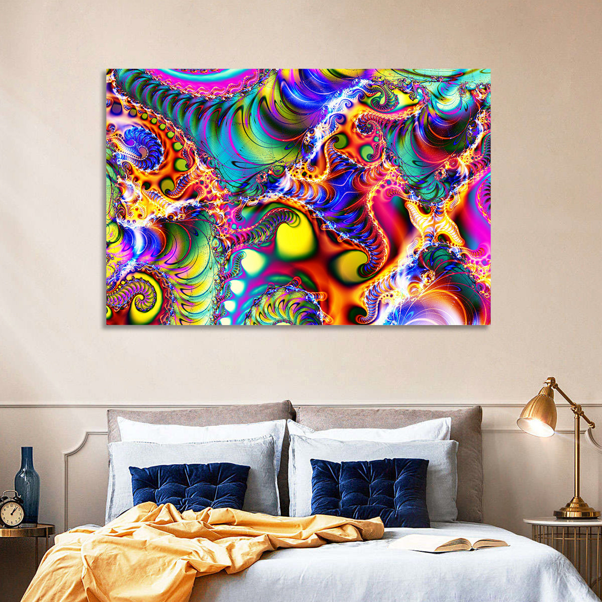 Chromatic Fractal Swirls Wall Art