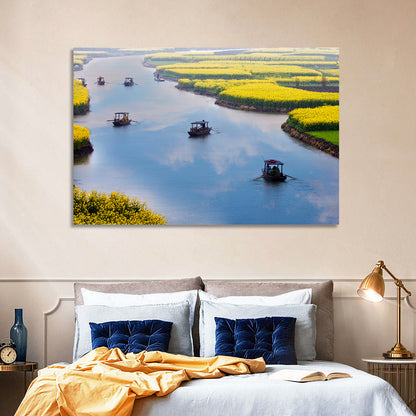 Boats in River Wall Art