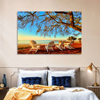 Mobile Bay Adirondack Chairs at Sunrise Wall Art