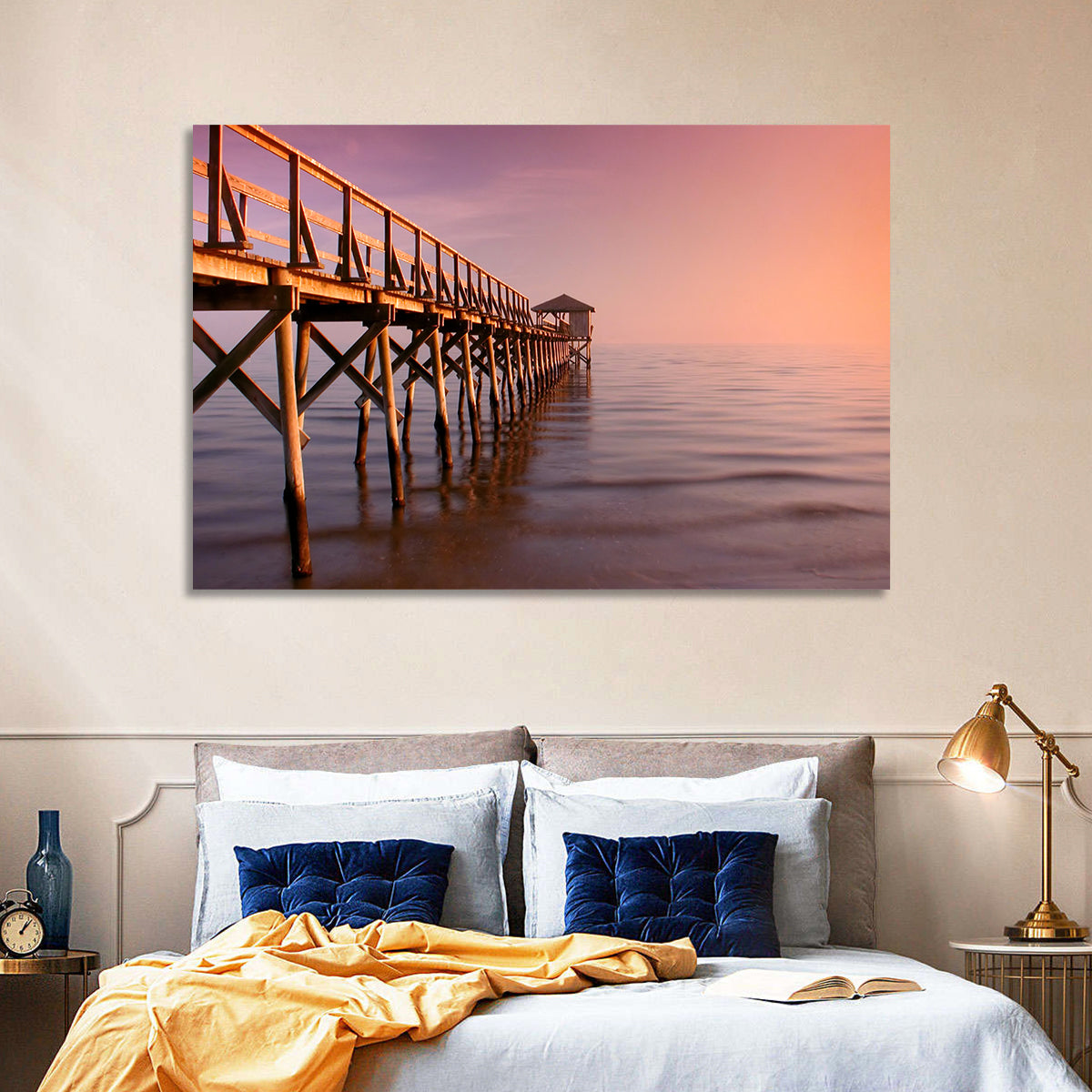 Gulf of Mexico Pier Wall Art in a room, landscape