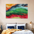 River Through Abstract Mountains Wall Art