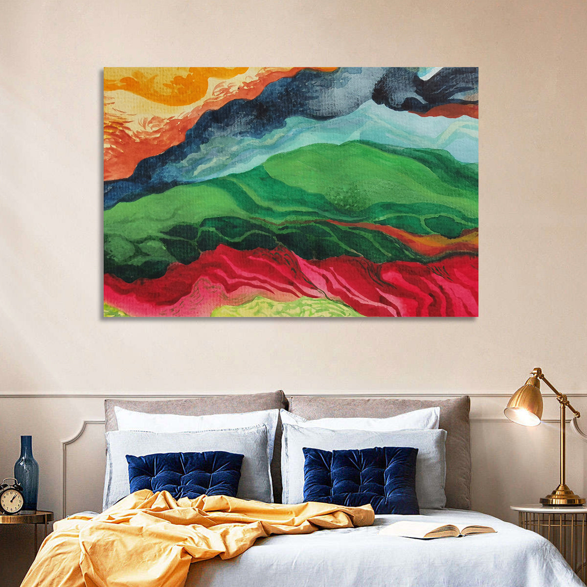 River Through Abstract Mountains Wall Art