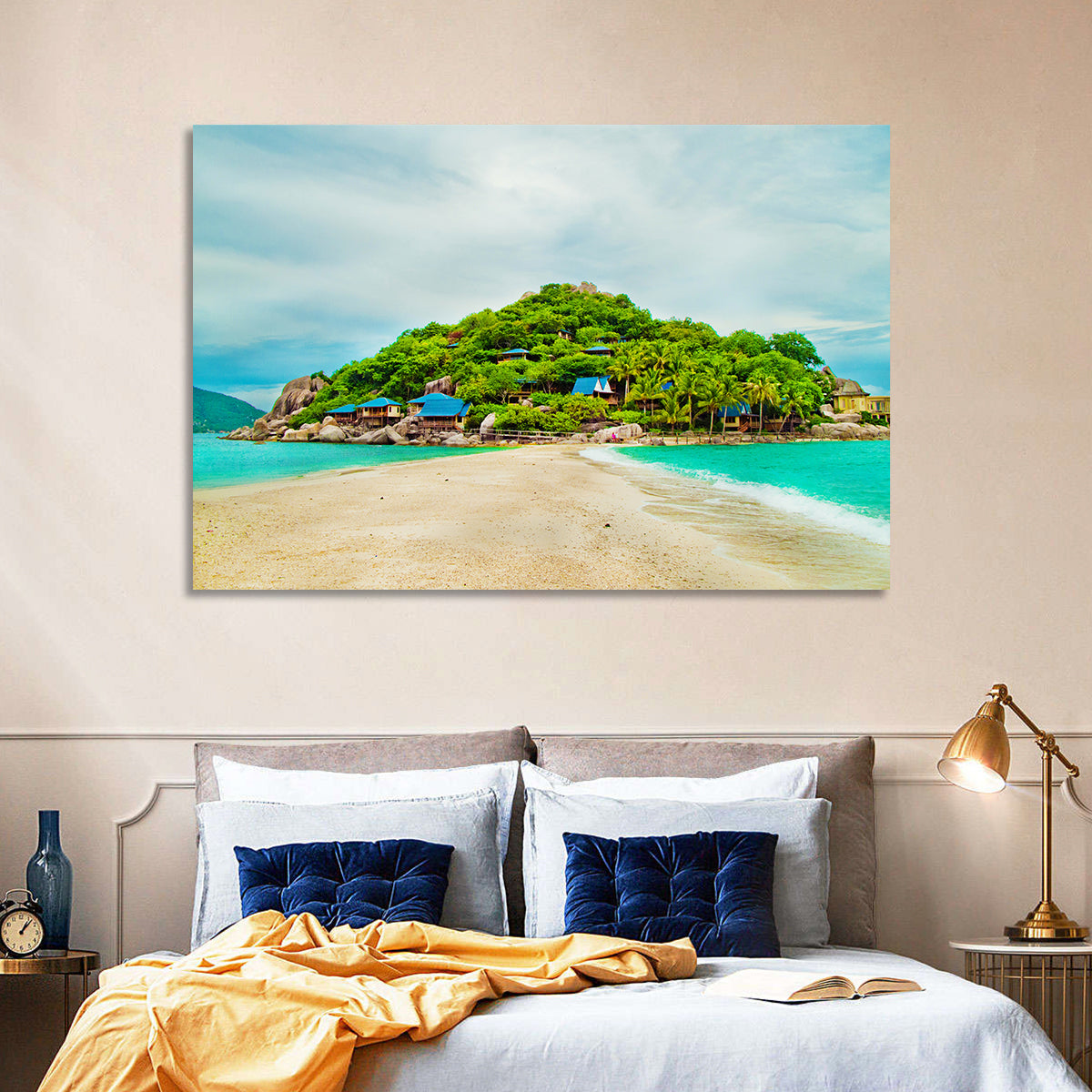 Koh Nang Yuan Sandbar Island Beach Wall Art in a room, landscape