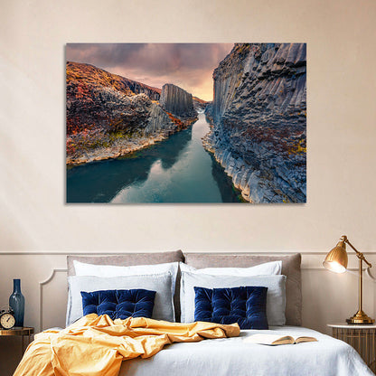 Studlagil Canyon at Sunset Wall Art
