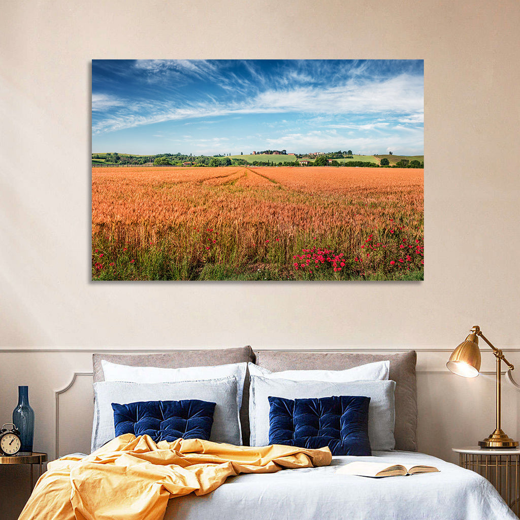 Golden Wheat Field with Poppies Wall Art