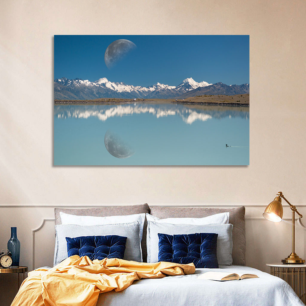 Moon Over Mt Cook and Lake Pukaki Wall Art