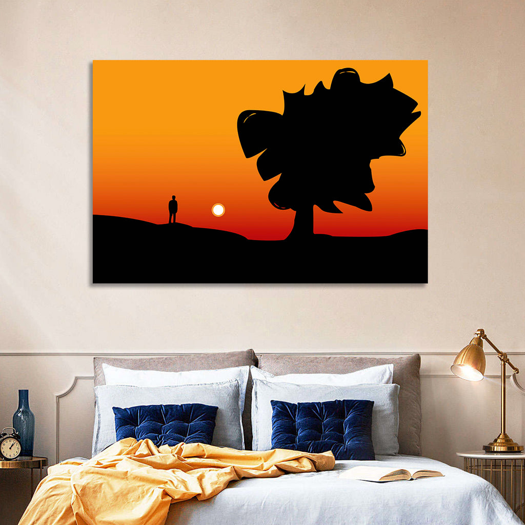 Solitary Sunset Silhouette Wall Art