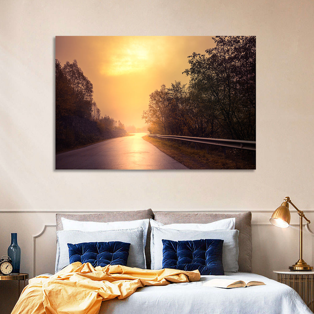 Windy Misty Forest Road Wall Art
